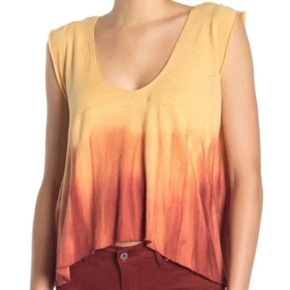 Free People Paradise Tie Dye Sundown Orange Ombre Tank Top - Picture 1 of 8